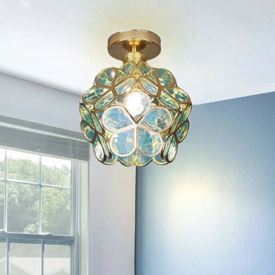  Design Bloemen Stijl Glazen Hal Plafondlamp-4