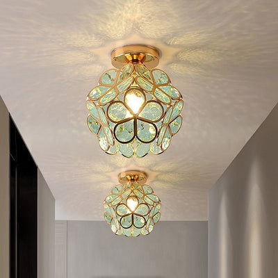  Design Bloemen Stijl Glazen Hal Plafondlamp-3