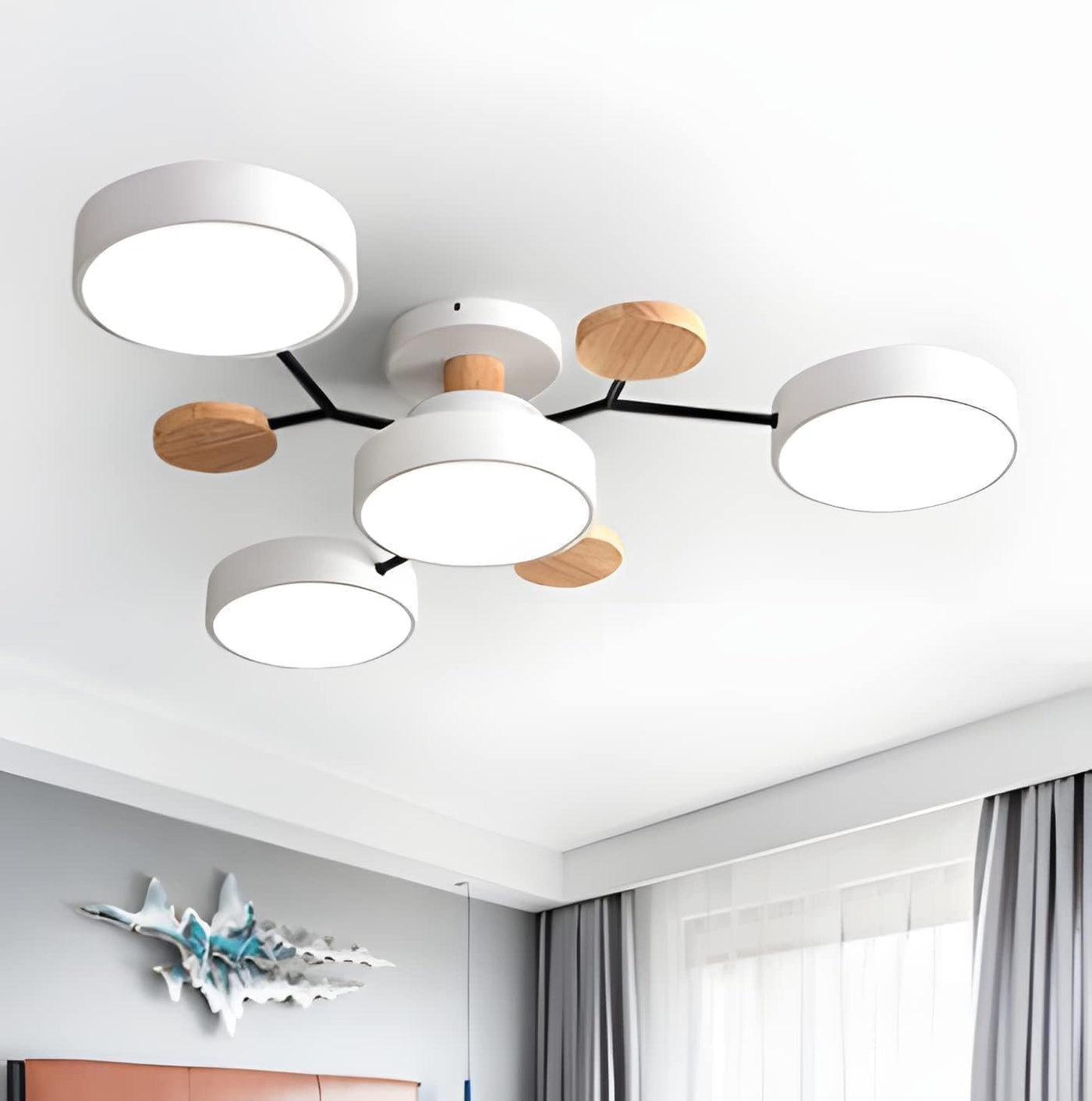 Variant image for LED Plafondlamp 85 cm - Zwart Acryl met Warm en Wit Licht - Moderne Plafonniere voor Slaapkamer en Woonkamer-7