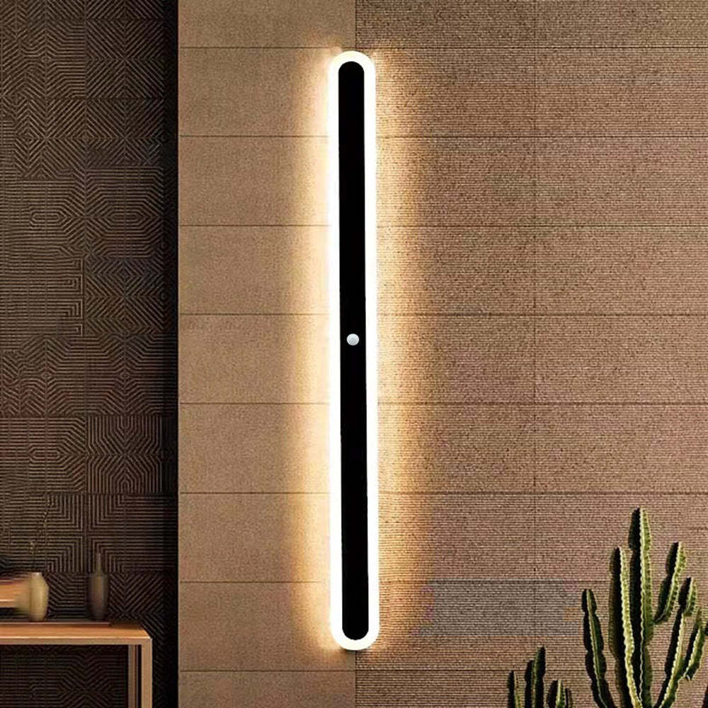 Edge lineaire dimbare LED buitenwandlamp zwart metaal – voor gang en terras