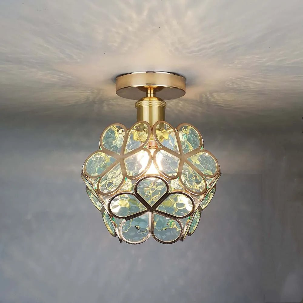  Design Bloemen Stijl Glazen Hal Plafondlamp-2