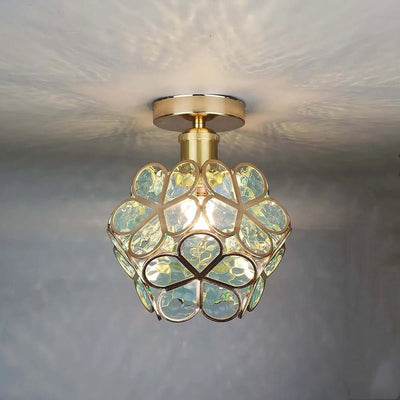  Design Bloemen Stijl Glazen Hal Plafondlamp-2