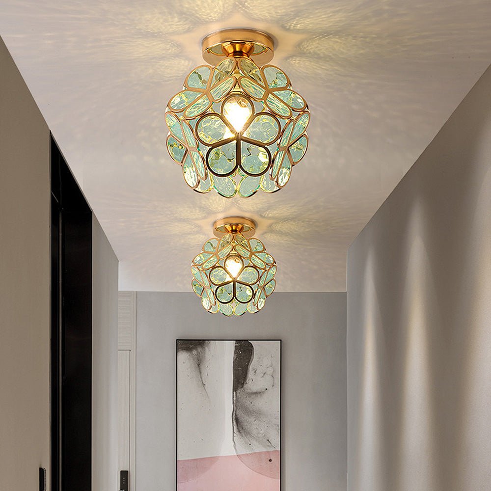  Design Bloemen Stijl Glazen Hal Plafondlamp-1