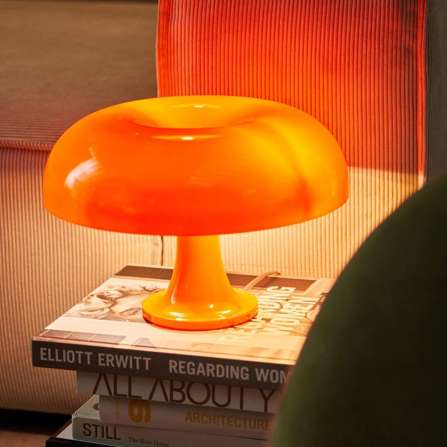 Mushroom table lamp decorative accent on shelf