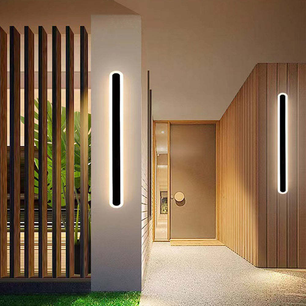 Edge lineaire dimbare LED buitenwandlamp zwart metaal – voor gang en terras