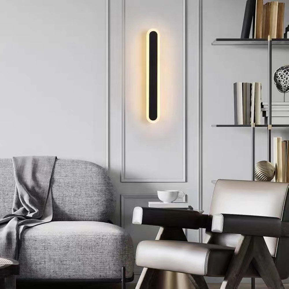 Edge lineaire dimbare LED buitenwandlamp zwart metaal – voor gang en terras