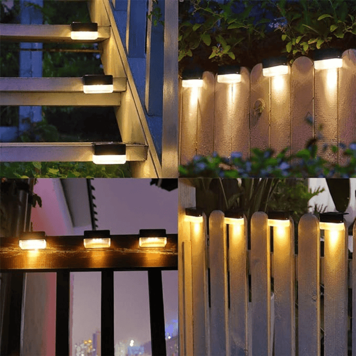 Modern solar deck light installed on garden wall