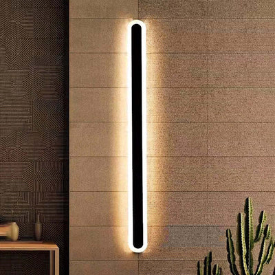 Edge lineaire dimbare LED buitenwandlamp zwart metaal – voor gang en terras