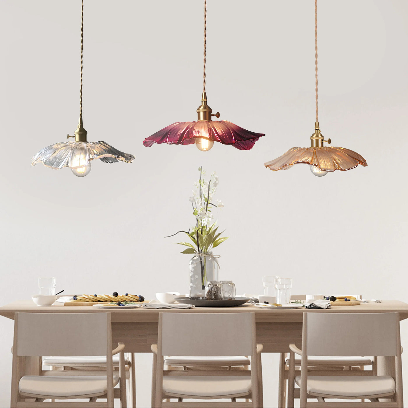 Dennehy Lotus Retro Glazen Hanglamp
