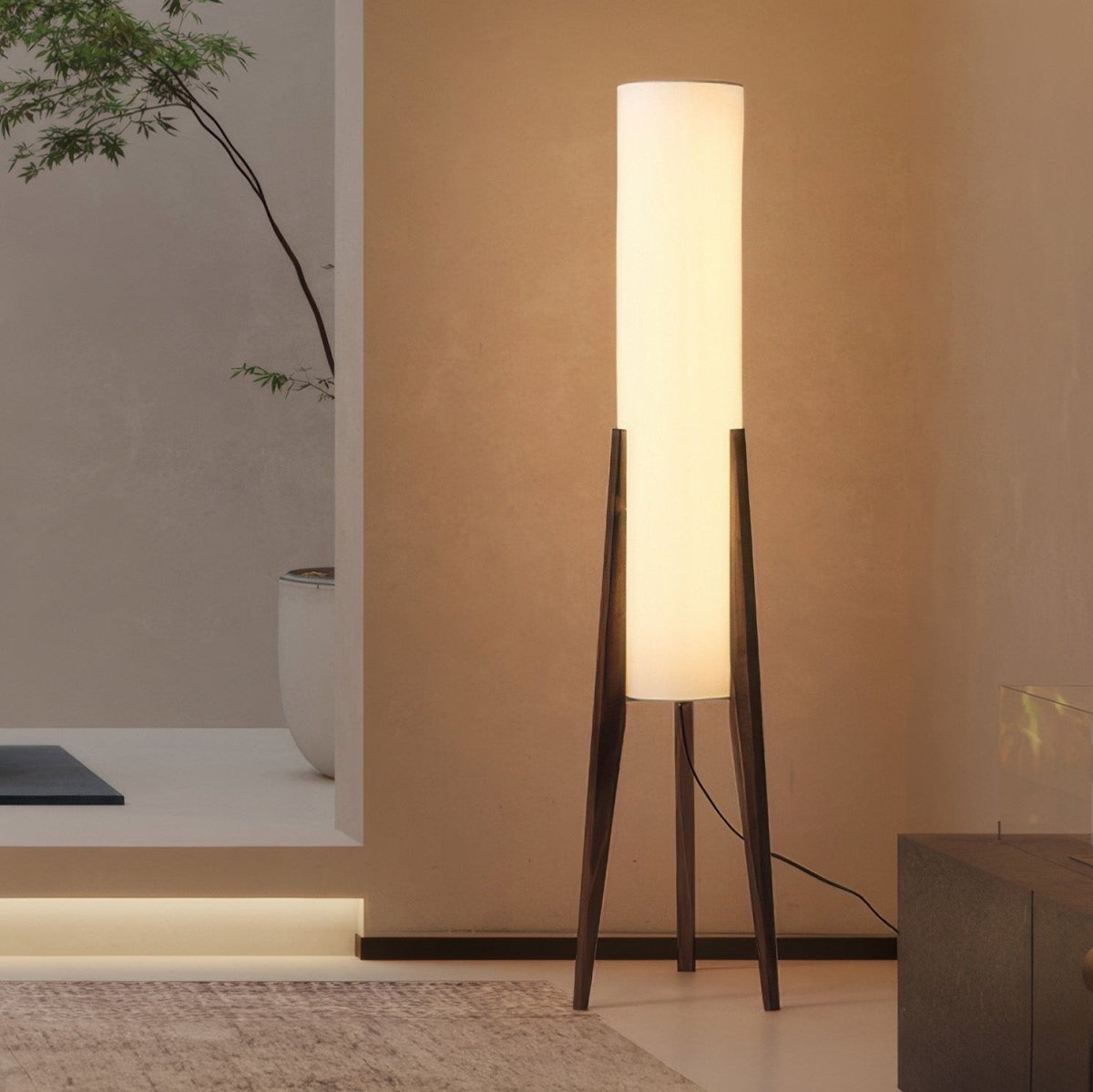  Walnoot vloerlamp Massief houten kunstlamp-3