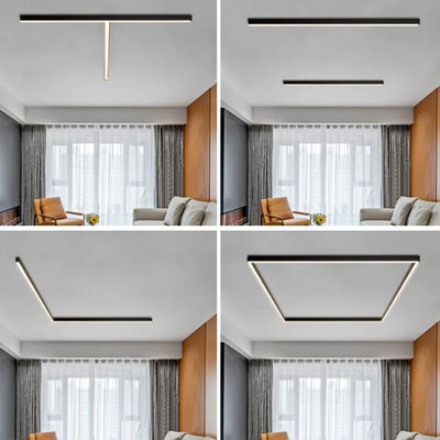 Edge moderne lineaire LED plafondlamp zwart woonkamer metaal