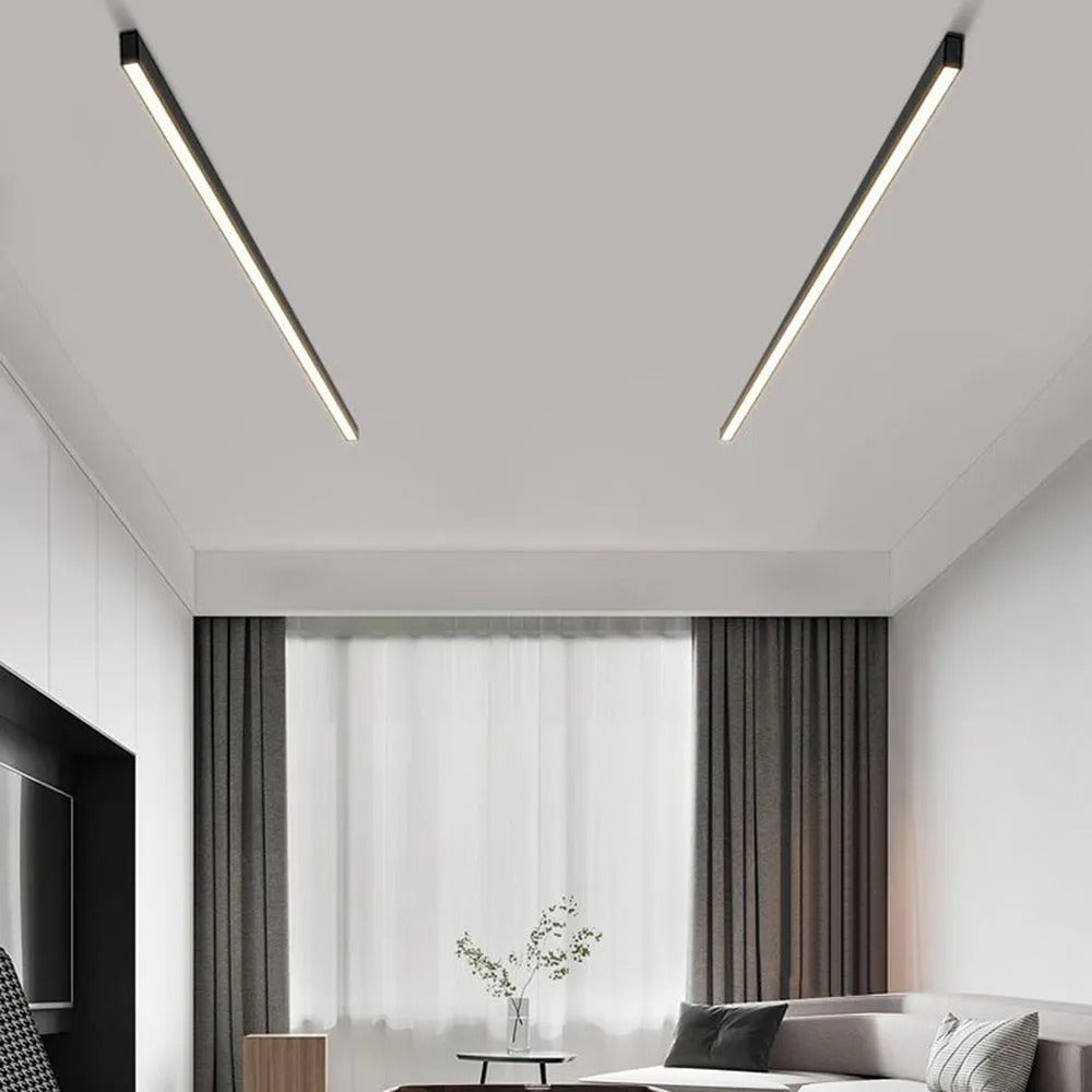 Edge moderne lineaire LED plafondlamp zwart woonkamer metaal