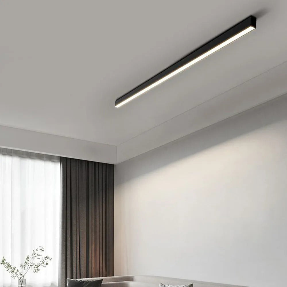 Edge moderne lineaire LED plafondlamp zwart woonkamer metaal