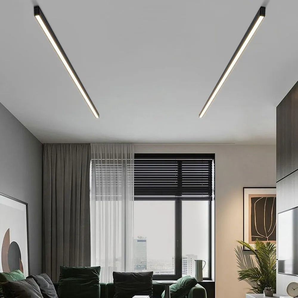 Edge moderne lineaire LED plafondlamp zwart woonkamer metaal