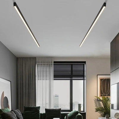 Edge moderne lineaire LED plafondlamp zwart woonkamer metaal