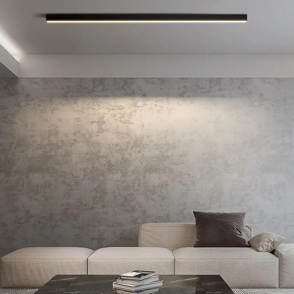 Edge moderne lineaire LED plafondlamp zwart woonkamer metaal